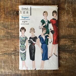 Vogue Sewing Pattern 5085 Vintage 1960s One Piece Dress Blouse 14/34 COMPLETE